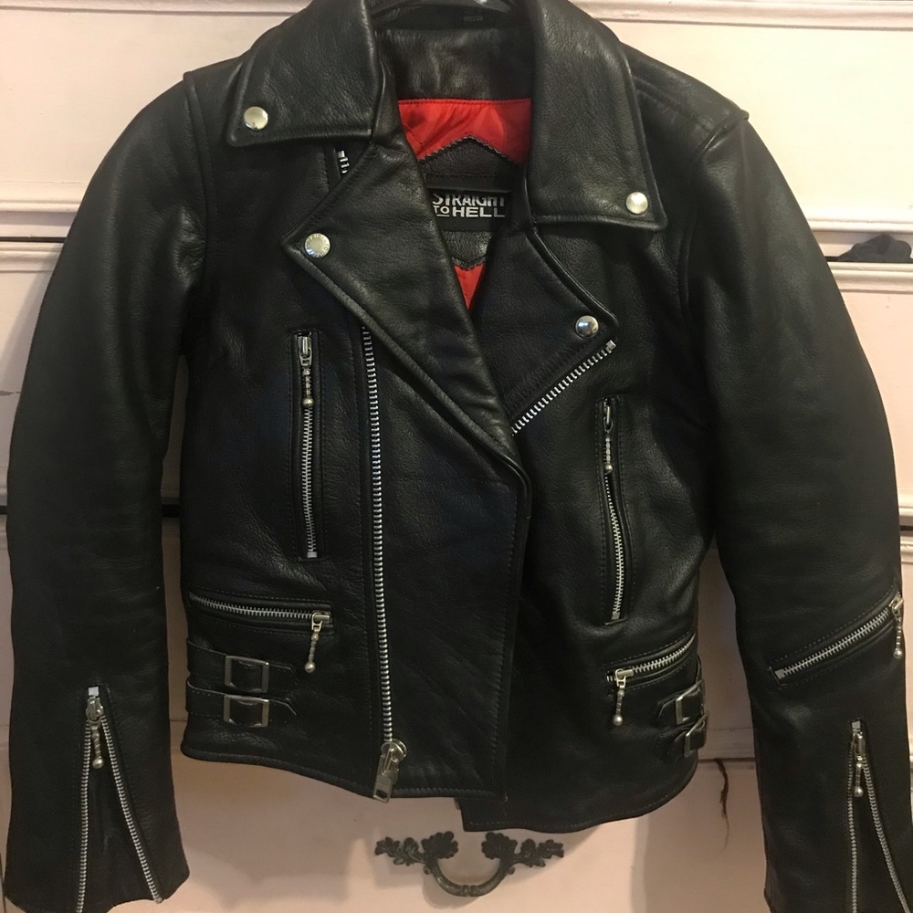 Straight to hell women’s leather jacket